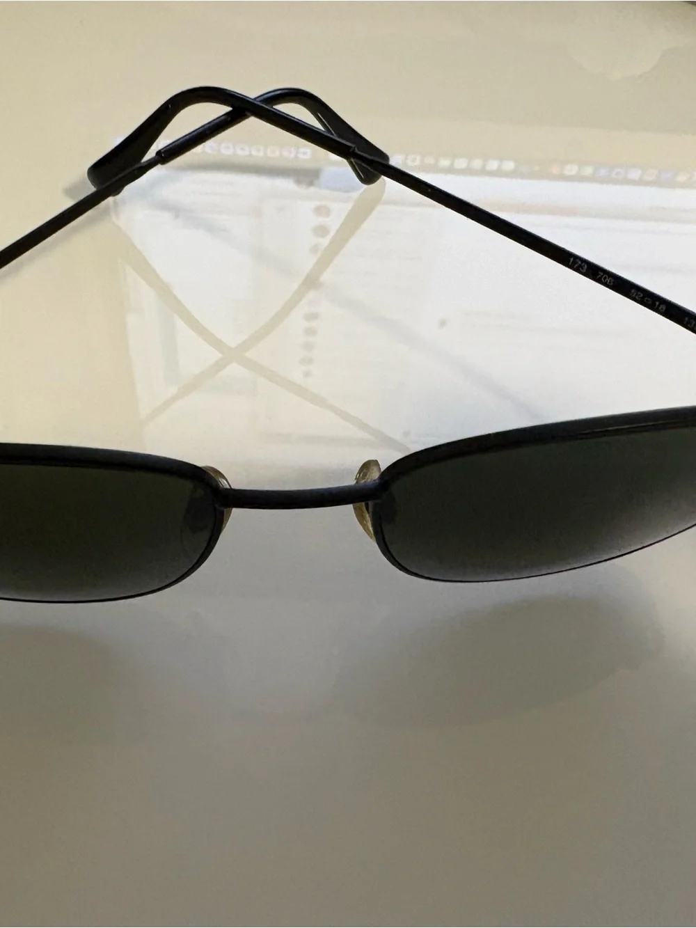 Giorgio Armani Black Metal Frame Sunglasses with Dark Green Lenses